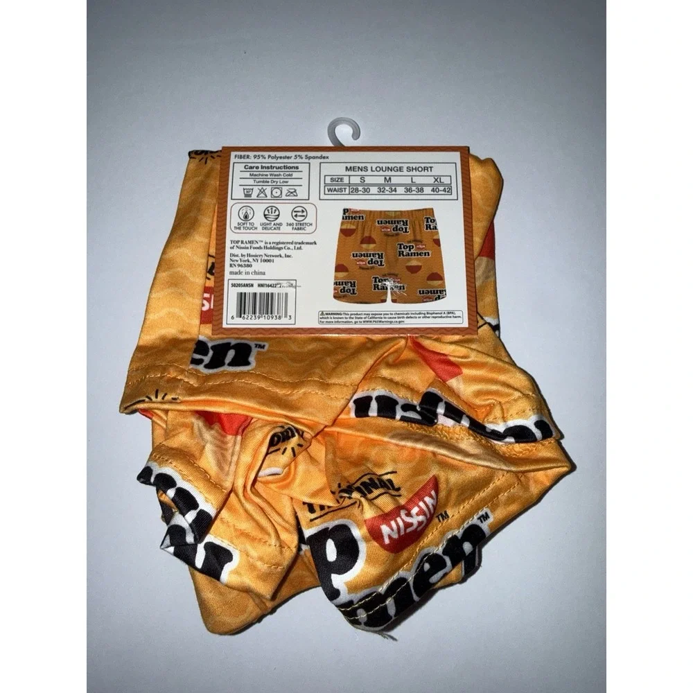 Nissin Top Ramen Men Medium Lounge Shorts Orange Novelty Funny Relax Gift NEW